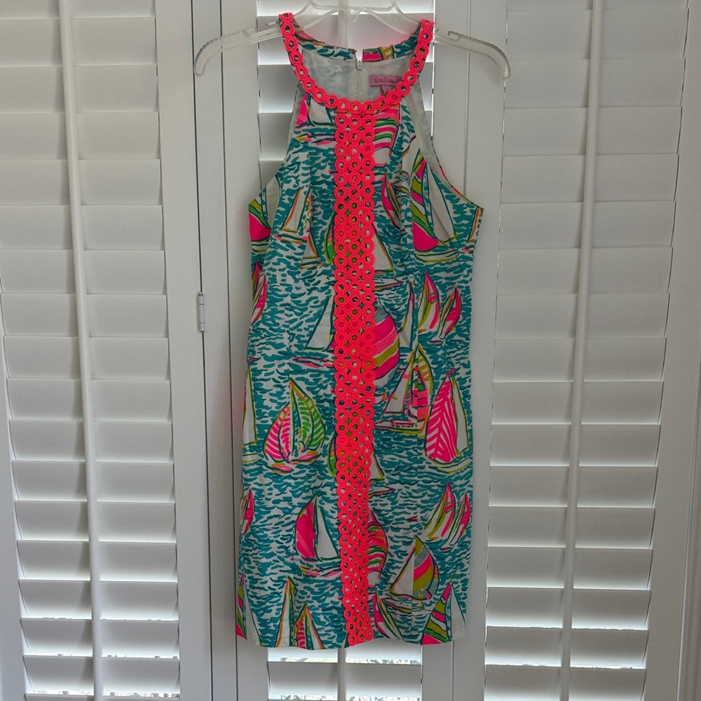Lilly Pulitzer Pearl Shift Dress in Pop-Up You Gotta Regatta Size 2